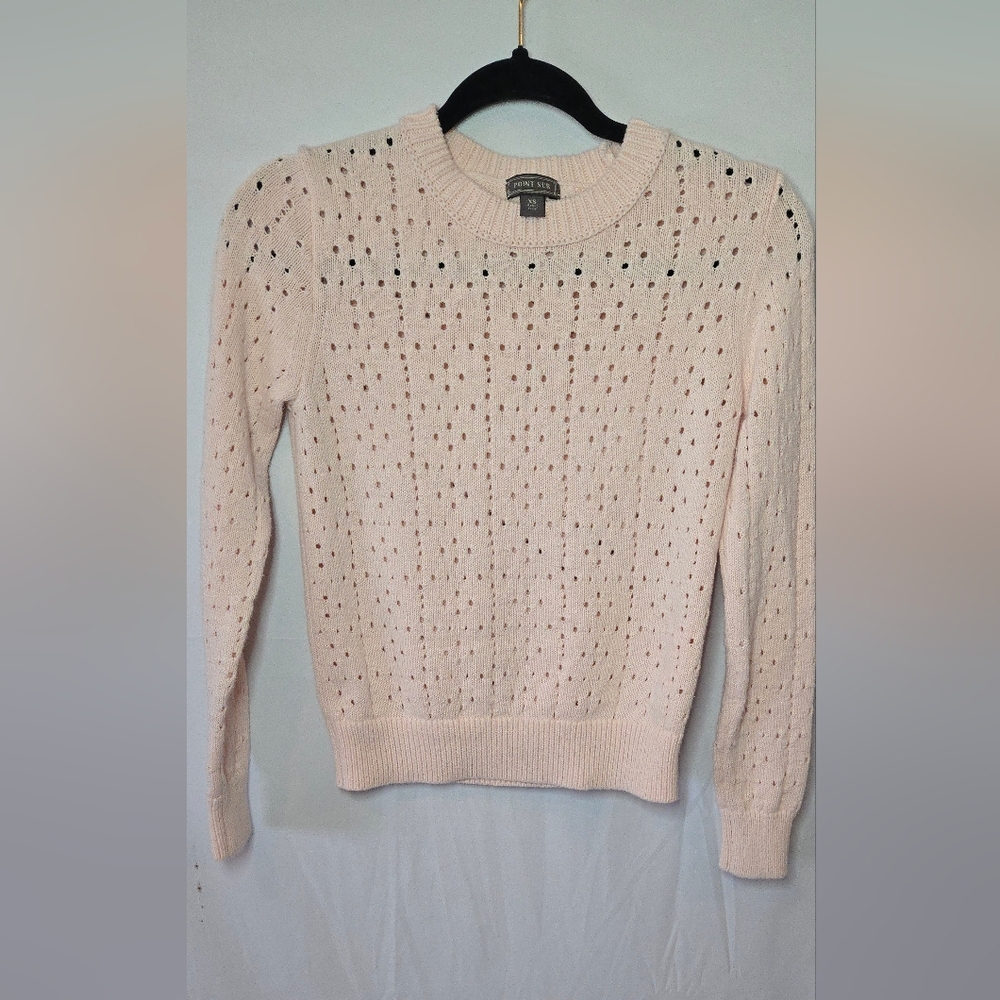 3/$25 Point Sur J. Crew Pink Pointelke Knit Women's XS Crewneck Coquette Sweater